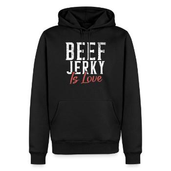 Beef Jerky Gift Beef Jerky Lover - Men’s Premium Organic Hoodie - black - Front - Nico (187cm)