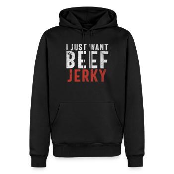 Beef Jerky Gift Beef Jerky Lover - Men’s Premium Organic Hoodie - black - Front - Nico (187cm)