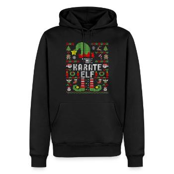 The Karate Elf Kampfsport Weihnachten - Männer Premium Bio Hoodie - Schwarz - Vorne - Nico (187cm)