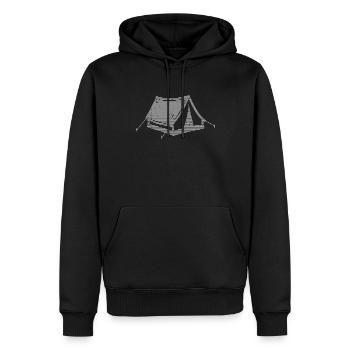 Zelten - Männer Premium Bio Hoodie - Schwarz - Vorne - Nico (187cm)