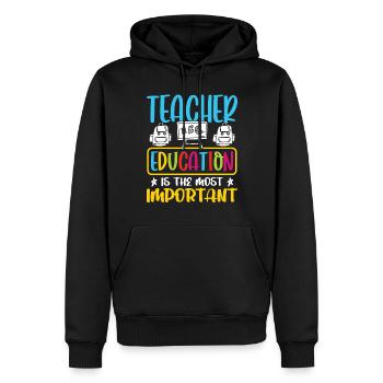 La formation des enseignants est l’école la plus importante - Sweat à capuche Premium bio Homme - noir - Devant - Nico (187cm)