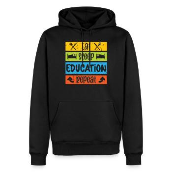 Teacher Eat Sleep Education Repeat School Students - Men’s Premium Organic Hoodie - black - Front - Nico (187cm)