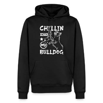 Chillin avec mon bouledogue français - Sweat à capuche Premium bio Homme - noir - Devant - Nico (187cm)