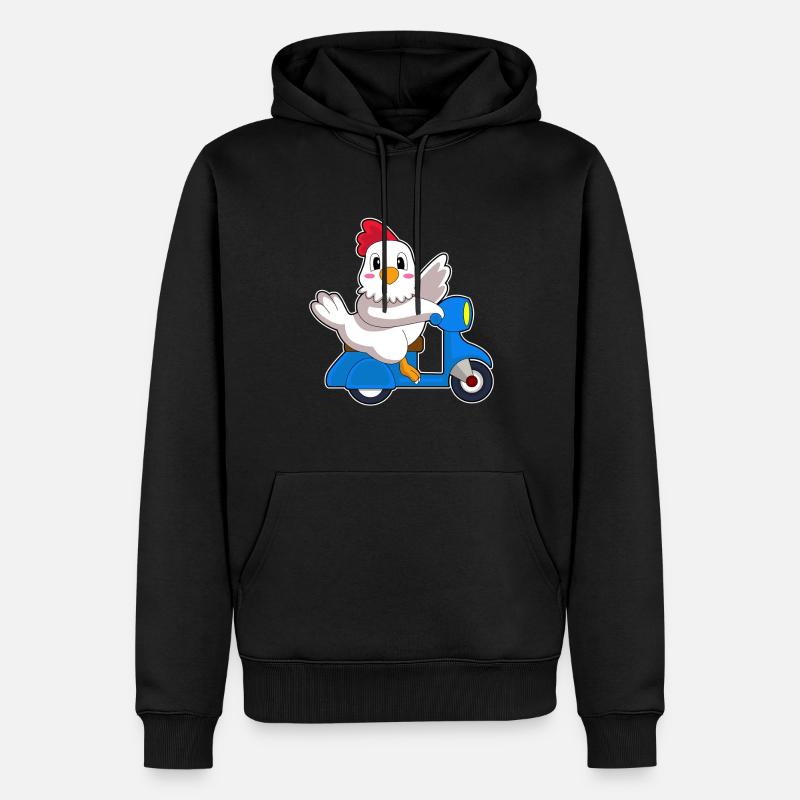 Huhn Motorroller - Männer Premium Bio Hoodie - Schwarz