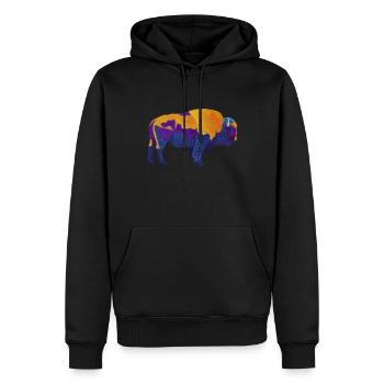 Rétro American Buffalo - Sweat à capuche Premium bio Homme - noir - Devant - Nico (187cm)