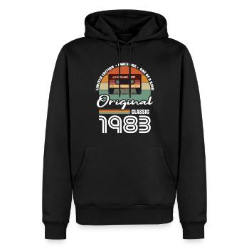 40th birthday born 1983 Original Classic 1983 - Men’s Premium Organic Hoodie - black - Front - Nico (187cm)