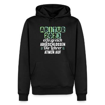 Abitur Gymnasium die Lehrer atmen auf Abi 2023 - Männer Premium Bio Hoodie - Schwarz - Vorne - Nico (187cm)