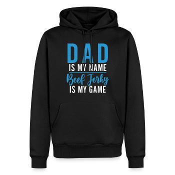 Beef Jerky Geschenk Beef Jerky Liebhaber - Männer Premium Bio Hoodie - Schwarz - Vorne - Nico (187cm)