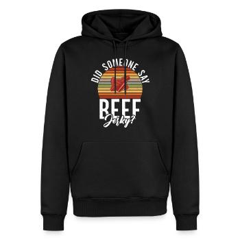 Beef Jerky Geschenk Beef Jerky Liebhaber - Männer Premium Bio Hoodie - Schwarz - Vorne - Nico (187cm)