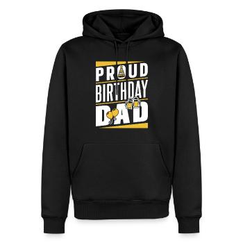 Fier anniversaire papa anniversaire papa - Sweat à capuche Premium bio Homme - noir - Devant - Nico (187cm)