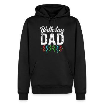 Anniversaire Papa Party Papa Papa Papa Papa Papa - Sweat à capuche Premium bio Homme - noir - Devant - Nico (187cm)