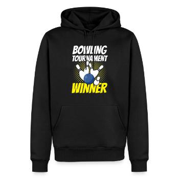 Vainqueur du tournoi de bowling Bowler Bowling par équipe - Sweat à capuche Premium bio Homme - noir - Devant - Nico (187cm)