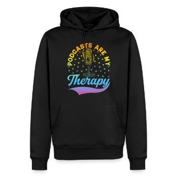 Les podcasts sont ma thérapie - Podcast Podcasting Podca - Sweat à capuche Premium bio Homme - noir - Devant - Nico (187cm)