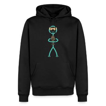 Animateur de podcast Podcasteur drôle Podcast drôle Stick F - Sweat à capuche Premium bio Homme - noir - Devant - Nico (187cm)