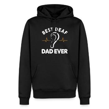 Sourds malentendants - Sweat à capuche Premium bio Homme - noir - Devant - Nico (187cm)