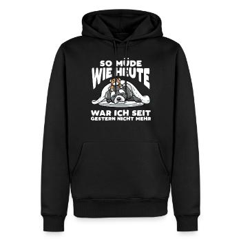 Schnoodle Hund Mit Kuscheltier Schlafen Spruch - Männer Premium Bio Hoodie - Schwarz - Vorne - Nico (187cm)