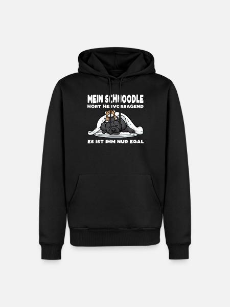 Schnoodle Hund Mit Kuscheltier - Männer Premium Bio Hoodie - Schwarz