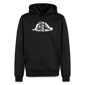 Schnoodle Hund Mit Kuscheltier Schlafen Schlummern - Männer Premium Bio Hoodie - Schwarz - Vorne - Nico (187cm)