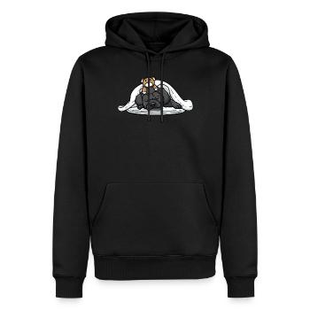 Schnoodle Hund Mit Kuscheltier Schlafen Schlummern - Männer Premium Bio Hoodie - Schwarz - Vorne - Nico (187cm)