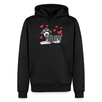 Schnoodle Hund - Männer Premium Bio Hoodie - Schwarz - Vorne - Nico (187cm)