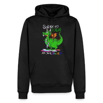 drache frisst einhorn - Männer Premium Bio Hoodie - Schwarz - Vorne - Nico (187cm)
