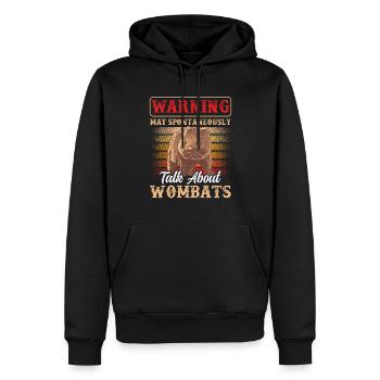 Redet über Wombat Australien Beuteltier - Männer Premium Bio Hoodie - Schwarz - Vorne - Nico (187cm)