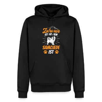 Zuhause ist wo mein Samojede ist Samojeden - Männer Premium Bio Hoodie - Schwarz - Vorne - Nico (187cm)