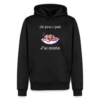 Je peux pas j'ai sieste humour dormir - la flemme - Sweat à capuche Premium bio Homme - noir - Devant - Nico (187cm)