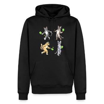 Katze Spielt Pickleball - Männer Premium Bio Hoodie - Schwarz - Vorne - Nico (187cm)