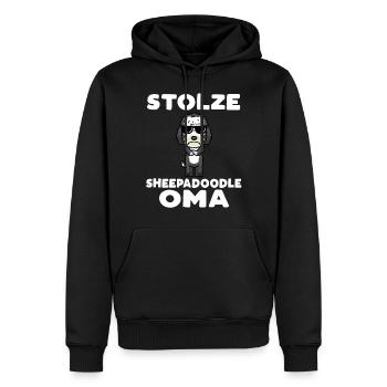 Stolze Sheepadoodle Oma - Männer Premium Bio Hoodie - Schwarz - Vorne - Nico (187cm)