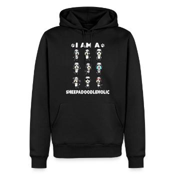 Sheepadoodle Dog - Men’s Premium Organic Hoodie - black - Front - Nico (187cm)