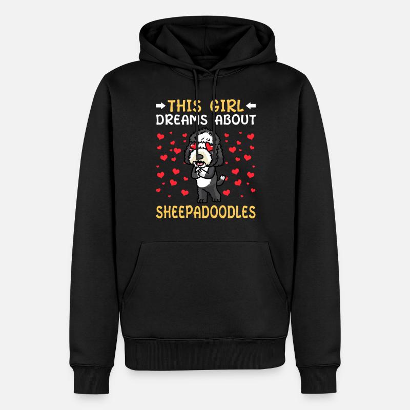 Chien Sheepadoodle - Sweat à capuche Premium bio Homme - noir