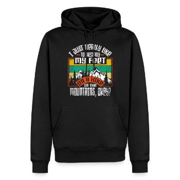 Randonnées en montagne Amateurs de randonnées camping-cars - Sweat à capuche Premium bio Homme - noir - Devant - Nico (187cm)