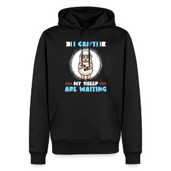 I can't, my sheep are waiting for the - Men’s Premium Organic Hoodie - black - Front - Nico (187cm)