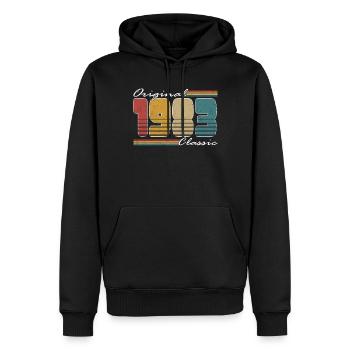 40th birthday born 1983 Original Classic 1983 - Men’s Premium Organic Hoodie - black - Front - Nico (187cm)