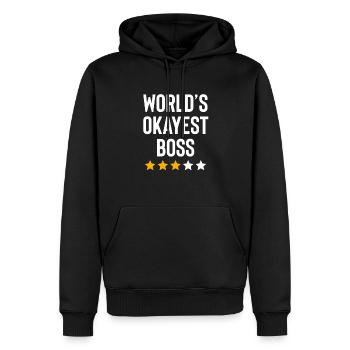 Worlds Okayest Boss Funny Birthday Christmas Gag - Sweat à capuche Premium bio Homme - noir - Devant - Nico (187cm)
