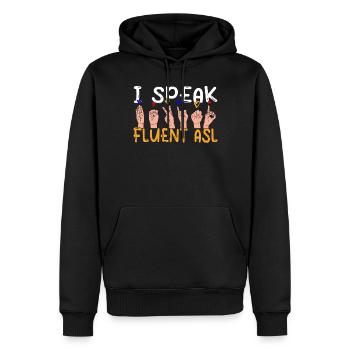 Troubles auditifs Langage de procréation sourd - Sweat à capuche Premium bio Homme - noir - Devant - Nico (187cm)