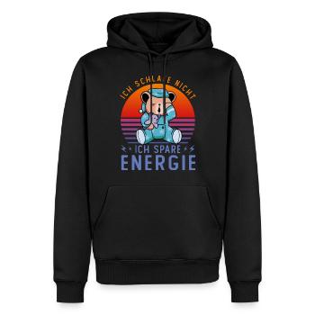 Je ne dors pas, j’économise de l’énergie - Sweat à capuche Premium bio Homme - noir - Devant - Nico (187cm)
