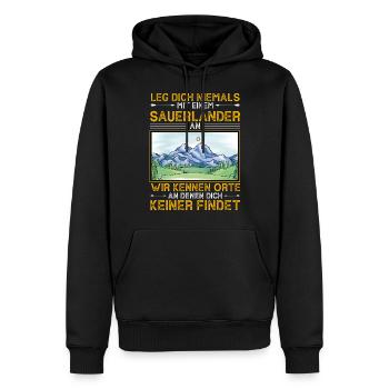 Leg Dich Niemals Mit Einem Sauerländer An - Männer Premium Bio Hoodie - Schwarz - Vorne - Nico (187cm)