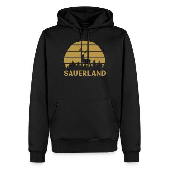 Sauerländer Hirsch Sauerland Mountains Accueil - Sweat à capuche Premium bio Homme - noir - Devant - Nico (187cm)