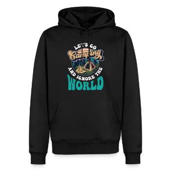 Let's go camping and ignore the world - Men’s Premium Organic Hoodie - black - Front - Nico (187cm)