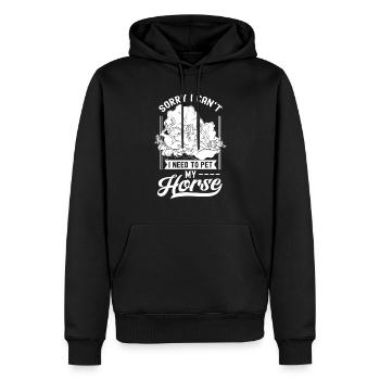 Je ne peux pas monter je dois caresser mon cheval - Sweat à capuche Premium bio Homme - noir - Devant - Nico (187cm)