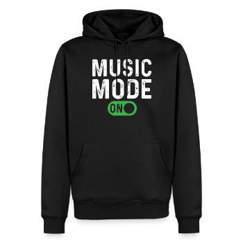 Mode musique activé - Amateur de musique - Sweat à capuche Premium bio Homme - noir - Devant - Nico (187cm)