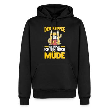 Der Kaffee Ist Kaputt Ich Bin Noch Müde Katze - Männer Premium Bio Hoodie - Schwarz - Vorne - Nico (187cm)