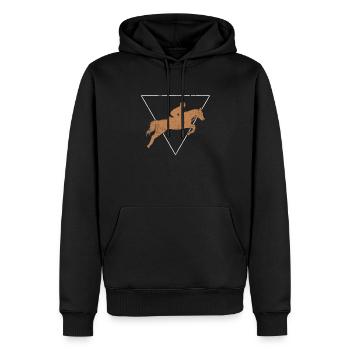 Reitsport - Männer Premium Bio Hoodie - Schwarz - Vorne - Nico (187cm)