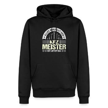 Alles wird gut KFZ Meister ist da KFZ Mechaniker - Männer Premium Bio Hoodie - Schwarz - Vorne - Nico (187cm)