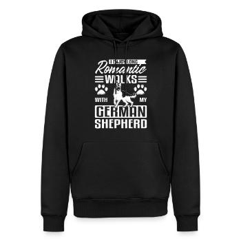 longues promenades romantiques avec mon berger allemand - Sweat à capuche Premium bio Homme - noir - Devant - Nico (187cm)