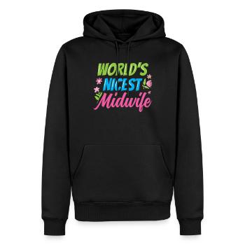 La plus gentille profession de sage-femme au monde - Sweat à capuche Premium bio Homme - noir - Devant - Nico (187cm)