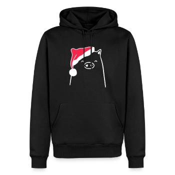 Schwein Weihnachtsmütze Weihnachten Süß Xmax - Männer Premium Bio Hoodie - Schwarz - Vorne - Nico (187cm)