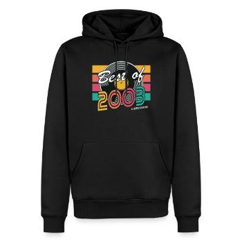 20. Geburtstag Jahrgang 2003 Best of 2003 - Männer Premium Bio Hoodie - Schwarz - Vorne - Nico (187cm)